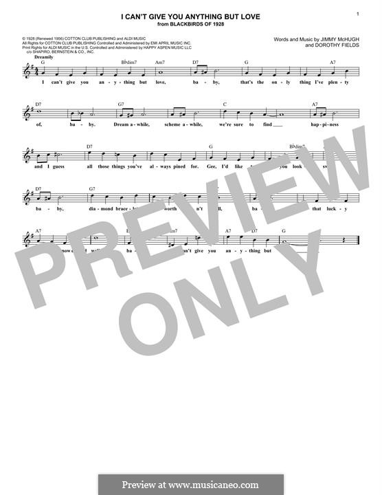 Free I Can't Give You Anything But Love by Jimmy McHugh sheet music