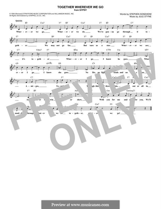 Together Wherever We Go by J. Styne - sheet music on MusicaNeo