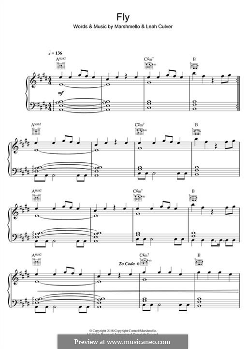 Fly (feat. Leah Culver) by Marshmello, L. Culver - sheet music on MusicaNeo