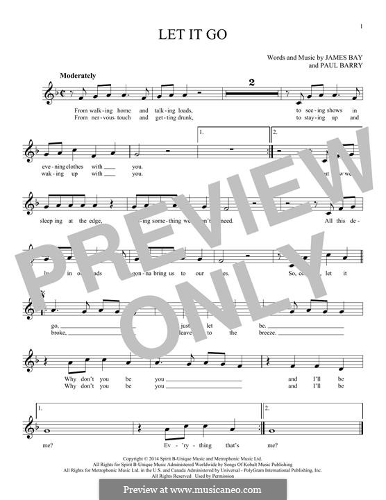 Let It Go by P. Barry, J. Bay - sheet music on MusicaNeo