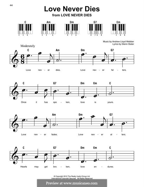 Love Never Dies by A.L. Webber - sheet music on MusicaNeo