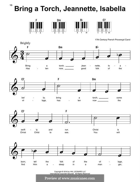 Bring a Torch, Jeannette Isabella by folklore - sheet music on MusicaNeo