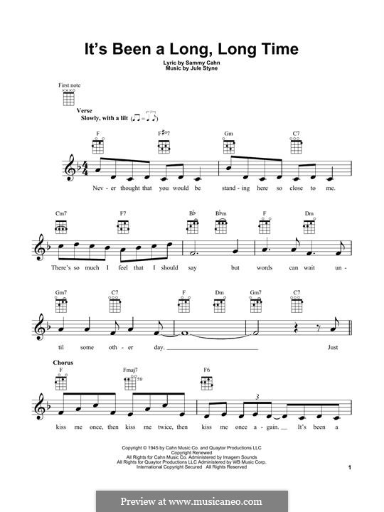 It's Been a Long, Time by J. Styne - sheet music on MusicaNeo