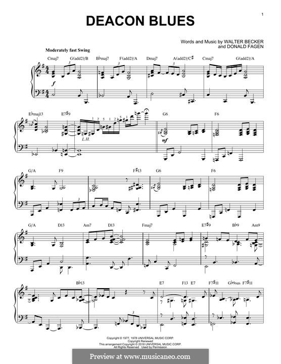 Deacon Blues (Steely Dan) by D. Fagen, W. Becker - sheet music on MusicaNeo