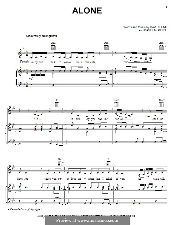 Alone (Mary J. Blige) by D. Young, D. McKenzie - sheet music on MusicaNeo