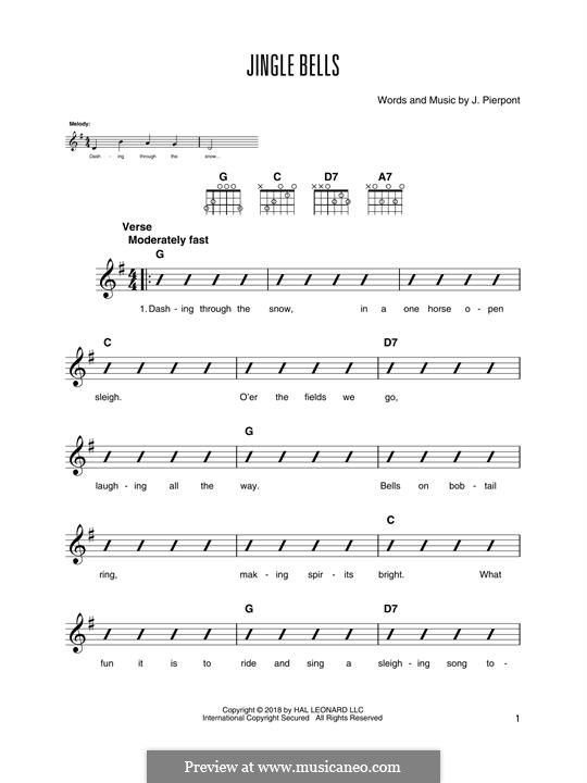 Jingle Bells (for Ukulele with TAB) by James Pierpont - Ukulele - Digital  Sheet Music