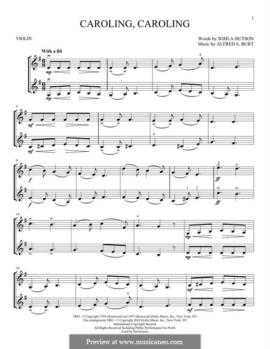 Caroling, Caroling (Nat King Cole) by A. Burt - sheet music on MusicaNeo