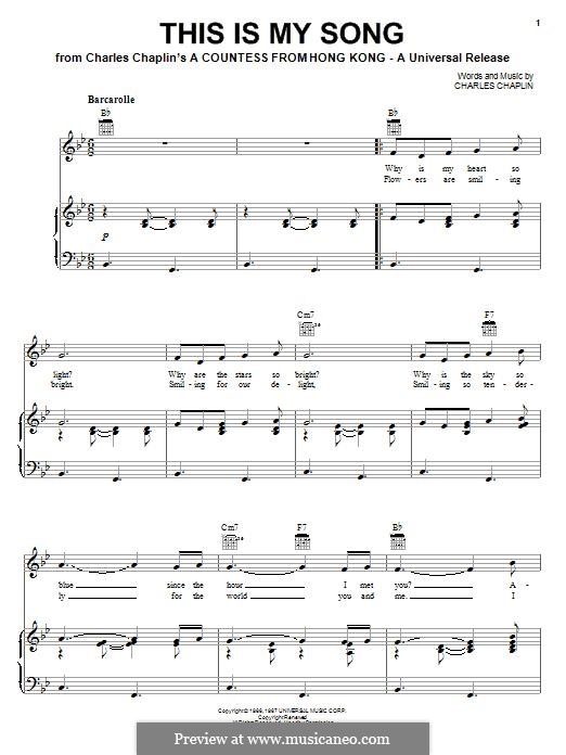 This is My Song by C. Chaplin - sheet music on MusicaNeo