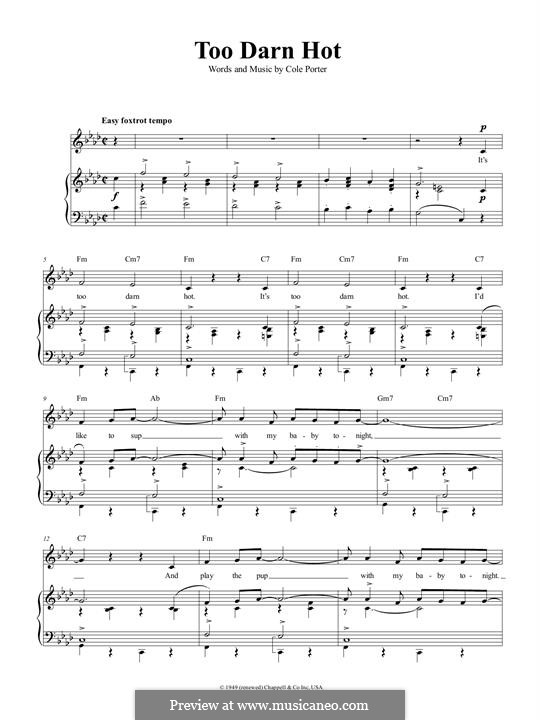 Too Darn Hot By C Porter Sheet Music On Musicaneo 7885