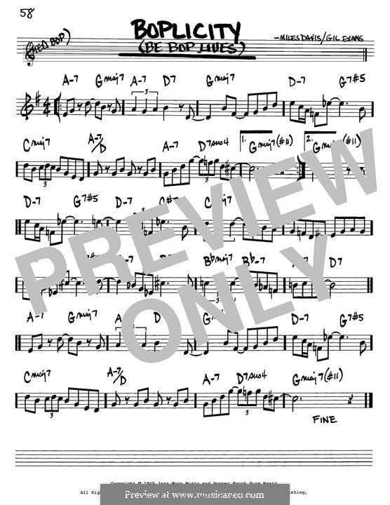 Boplicity (Be Bop Lives) by M. Davis - sheet music on MusicaNeo