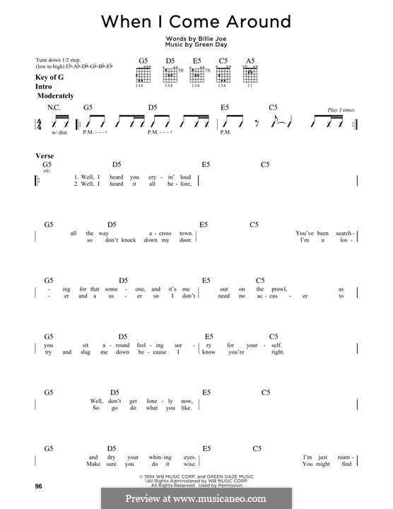 When I Come Around by Green Day - sheet music on MusicaNeo