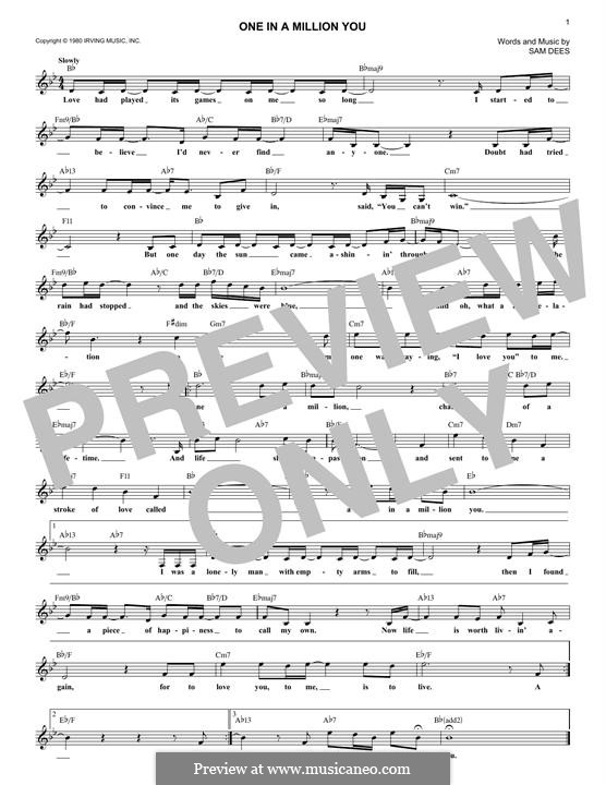 one in a million you piano sheet music