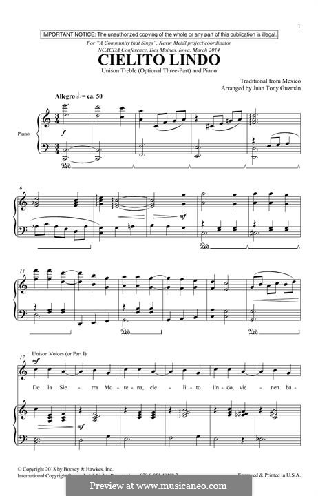 Cielito Lindo By Folklore Sheet Music On Musicaneo 6598