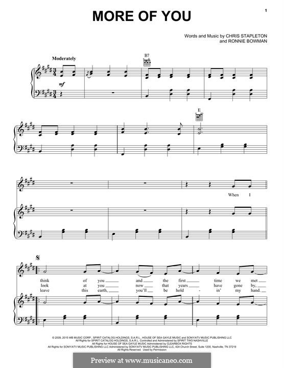 More of You by C. Stapleton, R. Bowman - sheet music on MusicaNeo