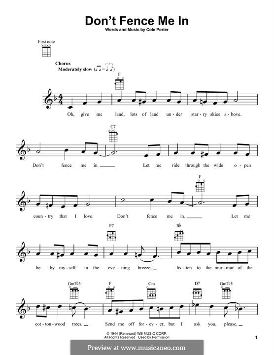 Don't Fence Me in by C. Porter - sheet music on MusicaNeo