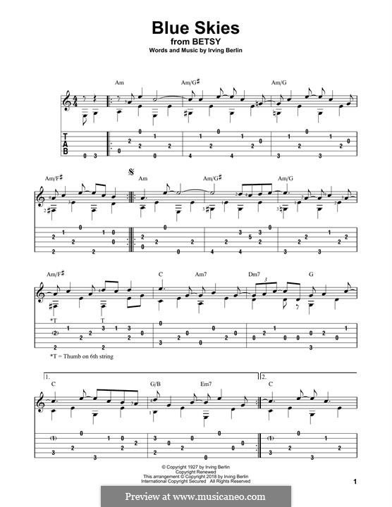 Blue Skies by I. Berlin - sheet music on MusicaNeo