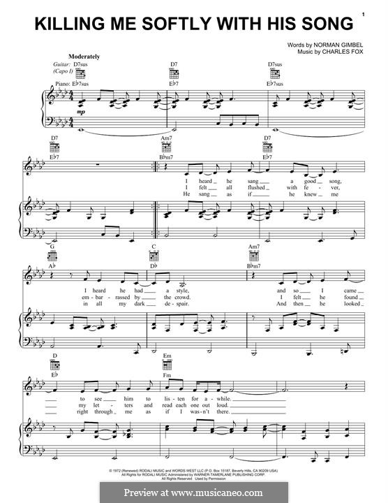 Killing Me Softly with His Song by C. Fox - sheet music on MusicaNeo