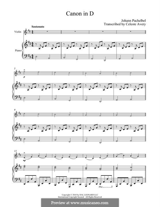 Canon in D Major (Printable) by J. Pachelbel - sheet music on MusicaNeo