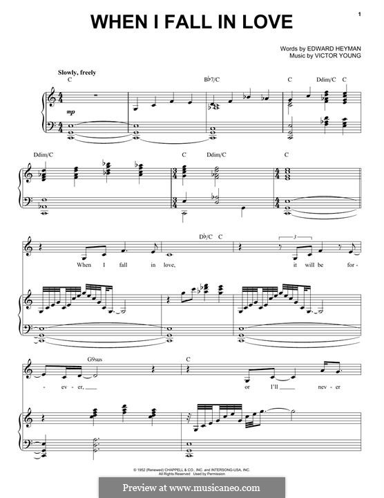 When I Fall in Love (Celine Dion) by V. Young - sheet music on MusicaNeo