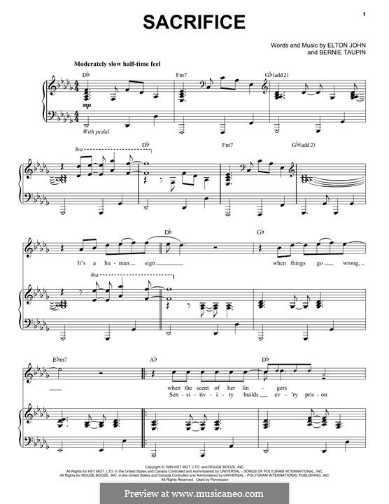 Sacrifice by E. John - sheet music on MusicaNeo
