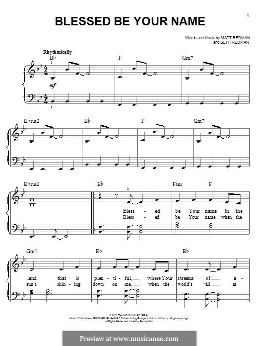 Blessed Be Your Name By M. Redman, B. Redman - Sheet Music On MusicaNeo