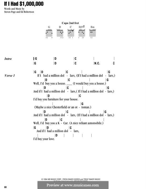 If I Had $1,000,000 (Barenaked Ladies) by E. Robertson, S. Page on ...