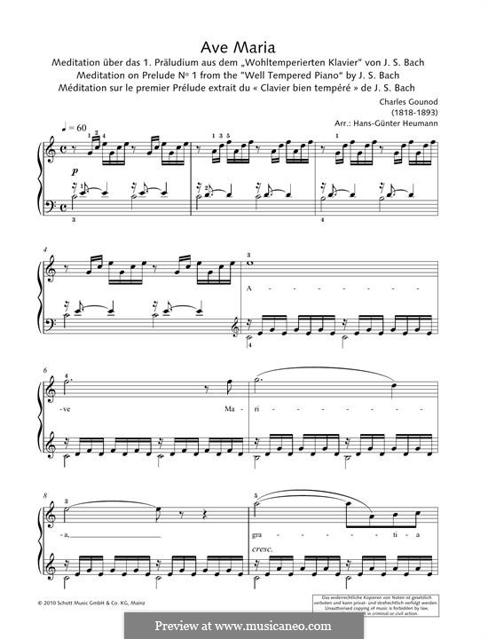 Ave Maria (Printable Sheet Music) by J.S. Bach, C. Gounod on MusicaNeo