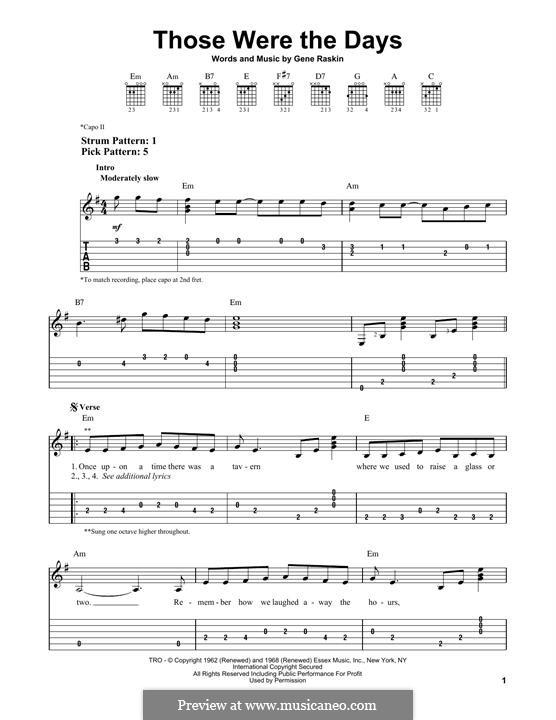 Those Were the Days: For guitar with tab by Gene Raskin