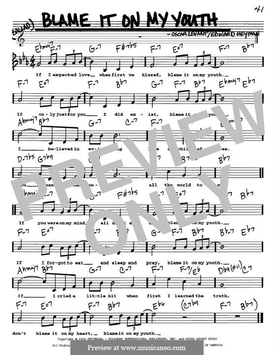 Blame It on My Youth by O. Levant - sheet music on MusicaNeo