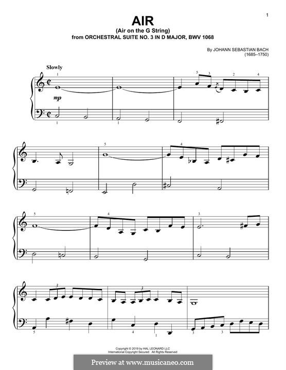 Aria (Printable Scores) (Orchestral Suite No.3 in D Major, BWV 1068) by ...