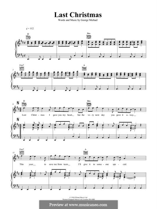 Last Christmas (Wham!) by G. Michael - sheet music on MusicaNeo