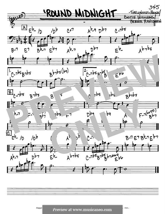 Round Midnight By T Monk C Williams Sheet Music On Musicaneo