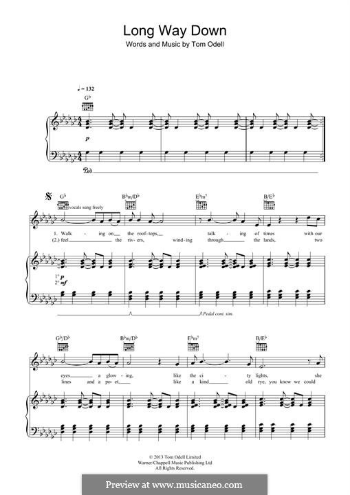 Long Way Down By T. Odell - Sheet Music On MusicaNeo