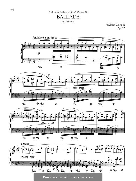 Ballade No.4 In F Minor, Op.52 By F. Chopin - Free Download On MusicaNeo