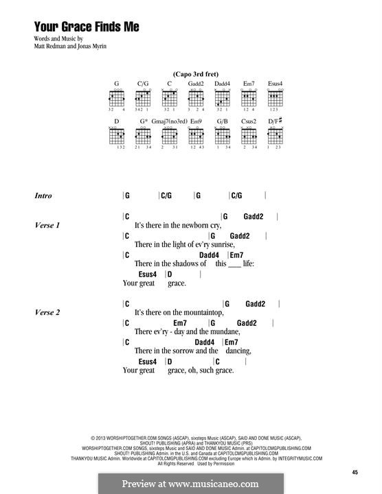 Your Grace Finds Me By J. Myrin, M. Redman - Sheet Music On Musicaneo