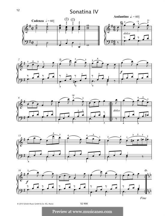 Sonatina IV by J.B. Vanhal - sheet music on MusicaNeo