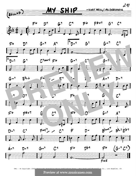 My Ship by K. Weill - sheet music on MusicaNeo