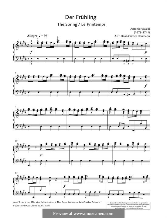 Violin Concerto No.1 In E Major 'La Primavera' (Printable Scores), RV ...