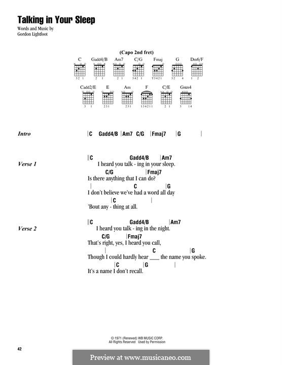 Talking in Your Sleep by G. Lightfoot - sheet music on MusicaNeo