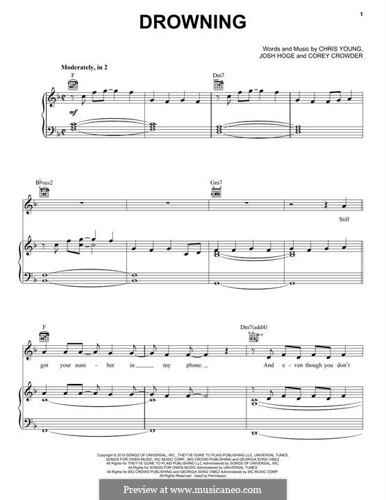 Drowning by C. Young, J. Hoge, C. Crowder - sheet music on MusicaNeo