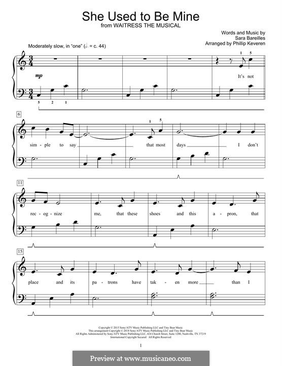 She Used To Be Mine by S. Bareilles - sheet music on MusicaNeo