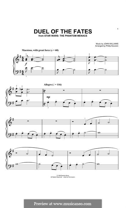 Duel of the Fates by J. Williams - sheet music on MusicaNeo