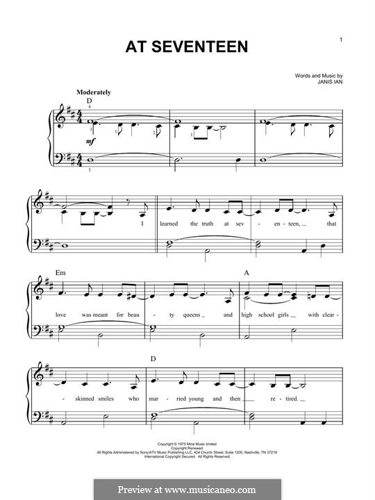 At Seventeen by J. Ian - sheet music on MusicaNeo