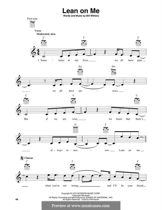 Lean on Me by B. Withers - sheet music on MusicaNeo