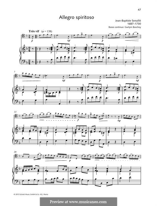 Allegro Spiritoso by J.B. Senaillé - sheet music on MusicaNeo