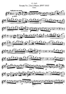 Sonata for Violin and Harpsichord No.2 in A Major, BWV 1015 by J.S ...