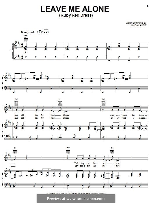 Leave Me Alone (Ruby Red Dress) by L. Laurie - sheet music on MusicaNeo