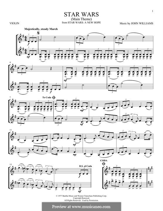 Star Wars (Main Theme) by J. Williams - sheet music on MusicaNeo