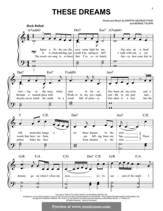 These Dreams (Heart) by M.G. Page - sheet music on MusicaNeo