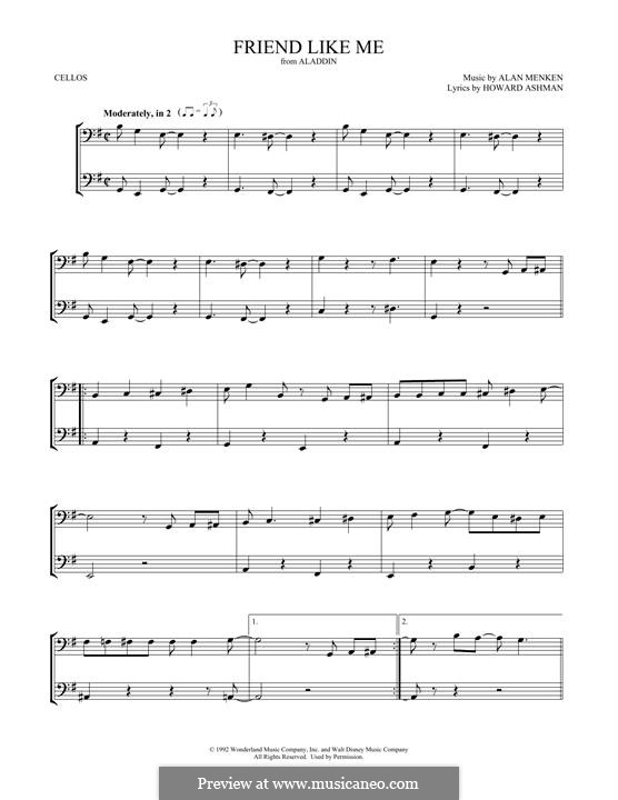 Friend Like Me From Aladdin By A Menken Sheet Music On Musicaneo